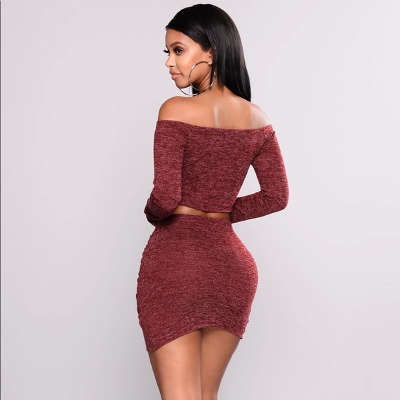 Fashion Nova Burgundy Top & Skirt Set - Picture 6 of 8